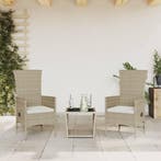 vidaXL 3-delige Tuinset met kussens poly rattan beige, Verzenden, Nieuw, Tuinset