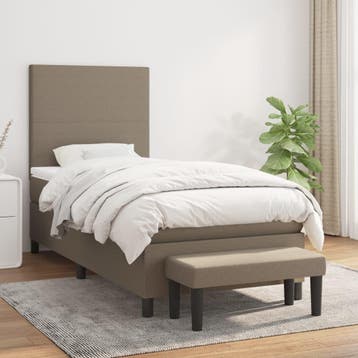 vidaXL Boxspring met matras stof taupe 90x190 cm, 90 cm, Eenpersoons, Verzenden, Nieuw