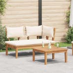 vidaXL Tuinbank en Tafelset 2 pcs Crème en bruin Massief, Tuin en Terras, Tuinsets en Loungesets, Verzenden, Nieuw, 2 zitplaatsen