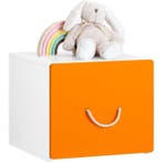 2dekans | SoBuy - Speelgoedkist - wit met geel - 40x40x35 cm, Ophalen of Verzenden, Zo goed als nieuw