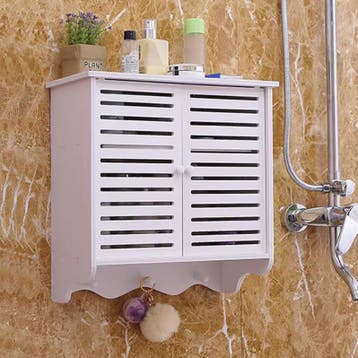 2-Laags Wandkast Wit –PVC Wandrek met Deuren en Haken, Badka, Huis en Inrichting, Kasten | Wandmeubels, Verzenden, Nieuw