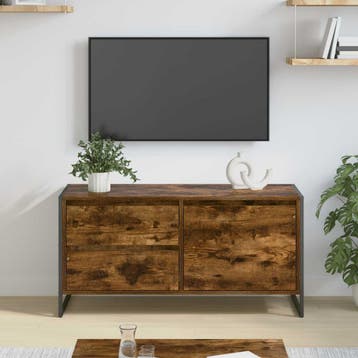 vidaXL TV-kast 100 x 36 x 49.5 cm Rook Eik Bewerkt hout, Minder dan 50 cm, Verzenden, Nieuw, Minder dan 100 cm