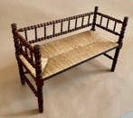 Bank - Vintage Bobbin bench met rietzitting uit de jaren, Antiek en Kunst