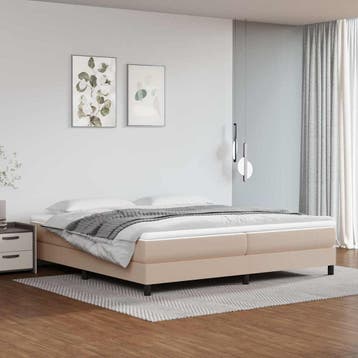 vidaXL Boxspring bed kunstleer cappuccinokleurig 200x200 cm, Huis en Inrichting, Overige materialen, Bruin, Verzenden, Overige maten