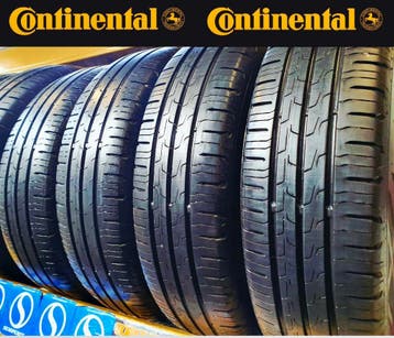 4x 175 65 R14 CONTINENTAL 7mm + 6mm €50 P.S GEMONTEERD EN AL, Ophalen, 14 inch, Gebruikt, 175 mm
