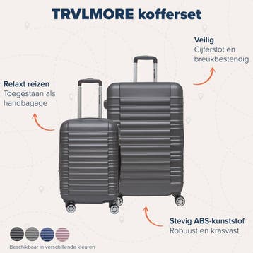 Kofferset 2 Delig 38L en 110L Donkergrijs, Sieraden, Tassen en Uiterlijk, Verzenden, Nieuw