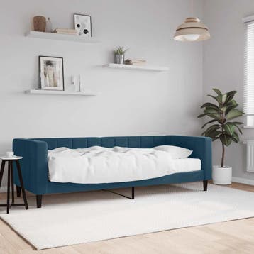 vidaXL Slaapbank met matras 80x200 cm fluweel blauw, Eenpersoons, Nieuw, 80 cm, 200 cm