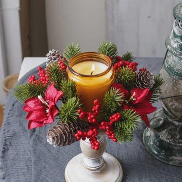 Kerstkrans met Kunstbessen, Dennenappels en Kaarsenring - Sf, Verzenden, Nieuw