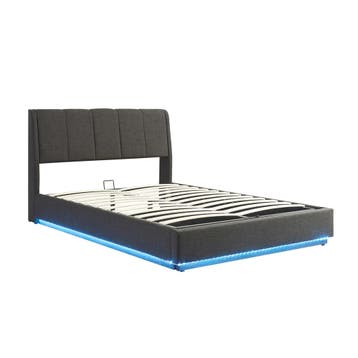 Tweepersoonsbed Tröstiar met LED 160x200 cm zwart [en.casa], Verzenden, Nieuw