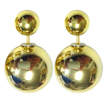 Fako Bijoux - Oorbellen - Double Dots - Parel - Goudkleurig, Verzenden, Nieuw