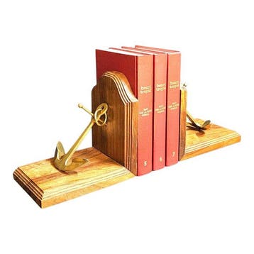 Boekensteunen (2) - Messing, Hout