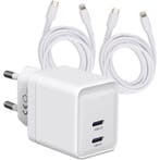 USB-C Snellader 35W + 2x Lightning Kabel - 1M - Geschikt, Ophalen of Verzenden, Nieuw