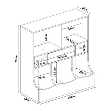 Kinderkast Vastesa open kast 75x80x40 cm wit [en.casa], Verzenden, Nieuw
