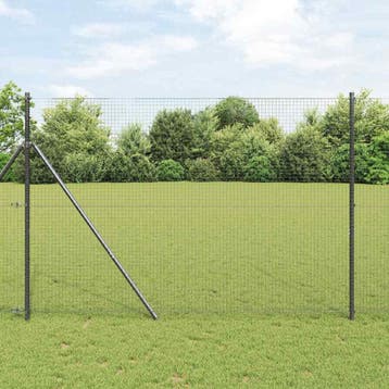 vidaXL gelast draadhek met grondbevestiging 25 x 1,5 m Grijs, Verzenden, Nieuw, IJzer