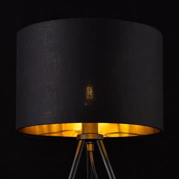 Tafellamp Metz tripod lamp 51xØ30 cm zwart en goud E14, Verzenden, Nieuw