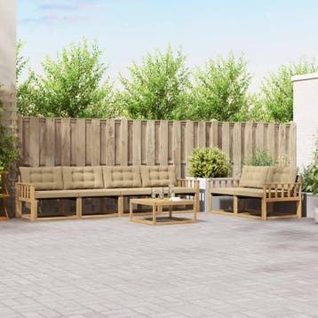 vidaXL Buiten bankenset 7 st Wit en Beige, Verzenden, Nieuw