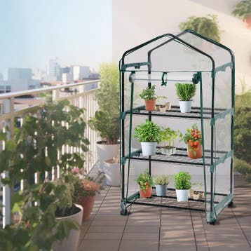 Mobiele foliekas met 3 planken 69x49x133 cm - transparant, Verzenden, Nieuw