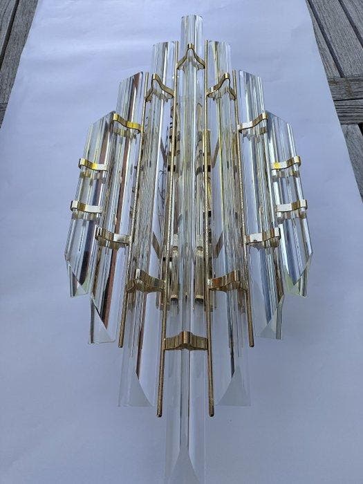 Wandlamp - Glas, Messing, Antiek en Kunst, Antiek | Lampen