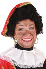 Pieten Pruik Zwart Krullen met Gratis 2x Haarnetje Pietenpru, Ophalen of Verzenden, Nieuw