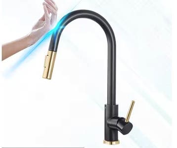 Geborsteld Goud Keukenkraan – Sensor, 360° &amp; Uittrekbaar, Doe-het-zelf en Verbouw, Verzenden, Nieuw
