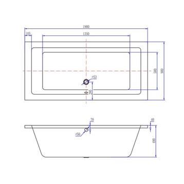 Wiesbaden Santino SQ inbouw ligbad 190*90*49 cm wit DUO, Ophalen of Verzenden, Nieuw