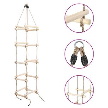 vidaXL Touwladder 200 cm hout, Sport en Fitness, Verzenden, Nieuw