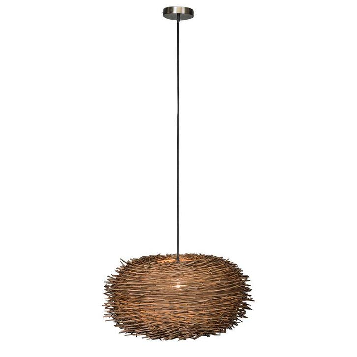 Landelijke hanglamp bruin rotan - Hatch 45, Huis en Inrichting, Lampen | Hanglampen, Nieuw, Verzenden