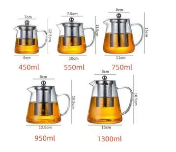 Glazen Theepot met RVS Filter – Hittebestendig Glas, Verzenden, Nieuw