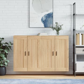vidaXL Hangkasten 2 st bewerkt hout sonoma eikenkleurig, Verzenden, Nieuw, 50 tot 100 cm, Minder dan 100 cm