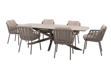 Taste Puglia/Prado 6-persoons Deens ovale tuinset 240x105, Verzenden, Nieuw, Rvs, Tuinset