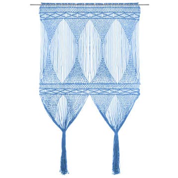 vidaXL Gordijn macramé 140x240 cm katoen blauw, Verzenden, Nieuw, Blauw