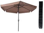 Parasol Gemini Taupe Ø300 cm | met Gratis Opberghoes, Nieuw, Waterdicht, Stokparasol, 2 tot 3 meter