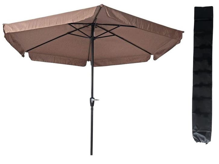 Parasol Gemini Taupe Ø300 cm | met Gratis Opberghoes, Tuin en Terras, Parasols, Stokparasol, Nieuw, 2 tot 3 meter, Waterdicht
