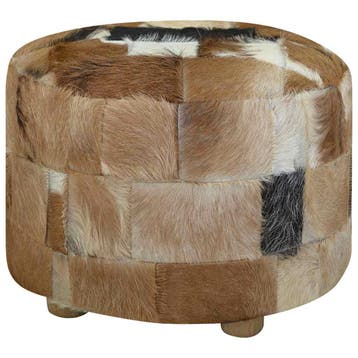 vidaXL Poef rond 50x50x45 cm geitenleer, Verzenden, Nieuw