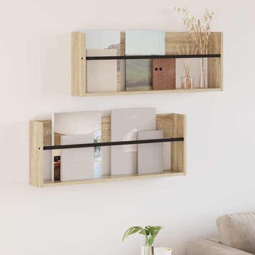 vidaXL Tijdschrift Rek 2 st Sonoma Eiken 80 x 12 x 30 cm, Verzenden, Nieuw