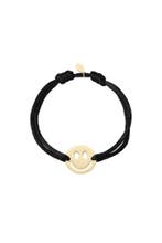 Satijnen armband met smiley - Zwart, Verzenden, Nieuw