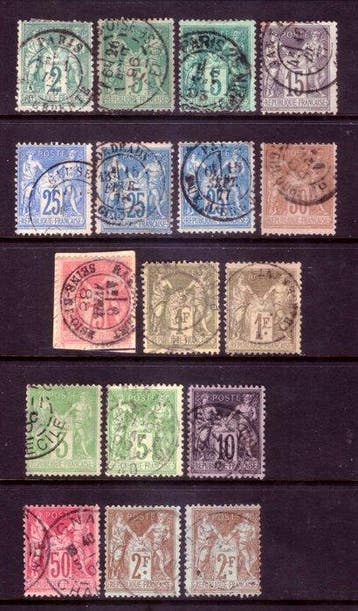 Frankrijk 1876/1900 - Peace and Commerse set, type I en II., Gestempeld