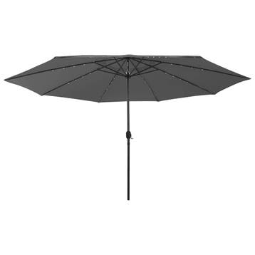 vidaXL Parasol met LED-verlichting 400 cm antracietkleurig, Verzenden, Nieuw, Meer dan 4 meter