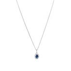 Witgouden entourage collier met saffier en diamant 14 krt, Sieraden, Tassen en Uiterlijk, Kettingen, Verzenden, Zo goed als nieuw