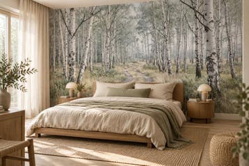 Berkenbos fotobehang – licht bos behang woonkamer, Verzenden, Fotobehang