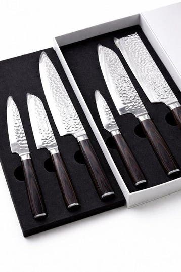 Japanese Knives - 6 Piece professional knives set - Hammered