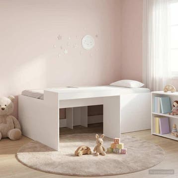 vidaXL Hoge Bed Frame met Bureau voor Kinderen Wit Bewerkt, Verzenden, Nieuw, Wit, Hout