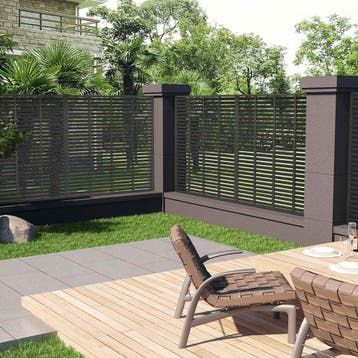 vidaXL Lamellenhek 180x180 cm HKC donkergrijs, Verzenden, Nieuw, Hout