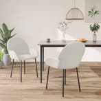 vidaXL Eetkamerstoelen 2 st fluweel crèmekleurig, Huis en Inrichting, Stoelen, Verzenden, Nieuw