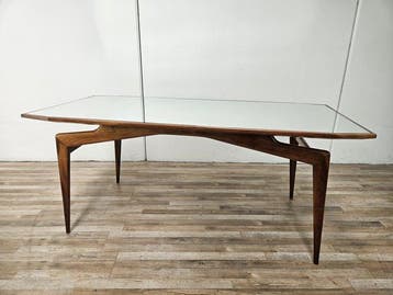 Tafel - Eettafel met spiegelend blad uit de jaren vijftig. -, Nieuw