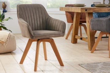 Draaibare design stoel LIVORNO vintage taupe beukenhouten, Ophalen of Verzenden, Nieuw