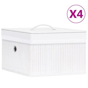 vidaXL Opbergboxen 4 st bamboe wit, Verzenden, Nieuw