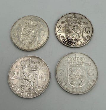 Nederland. Juliana. 2 1/2 Gulden Lot 4 x (Zonder