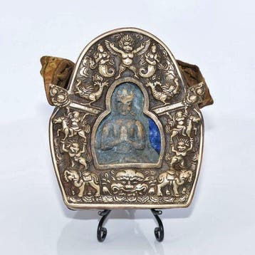 Ghau — Boeddhistische reistraaltar in brons – Chenrezig –, Antiek en Kunst