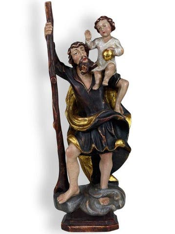sculptuur, San Cristoforo con Gesù Bambino - 35 cm - hard